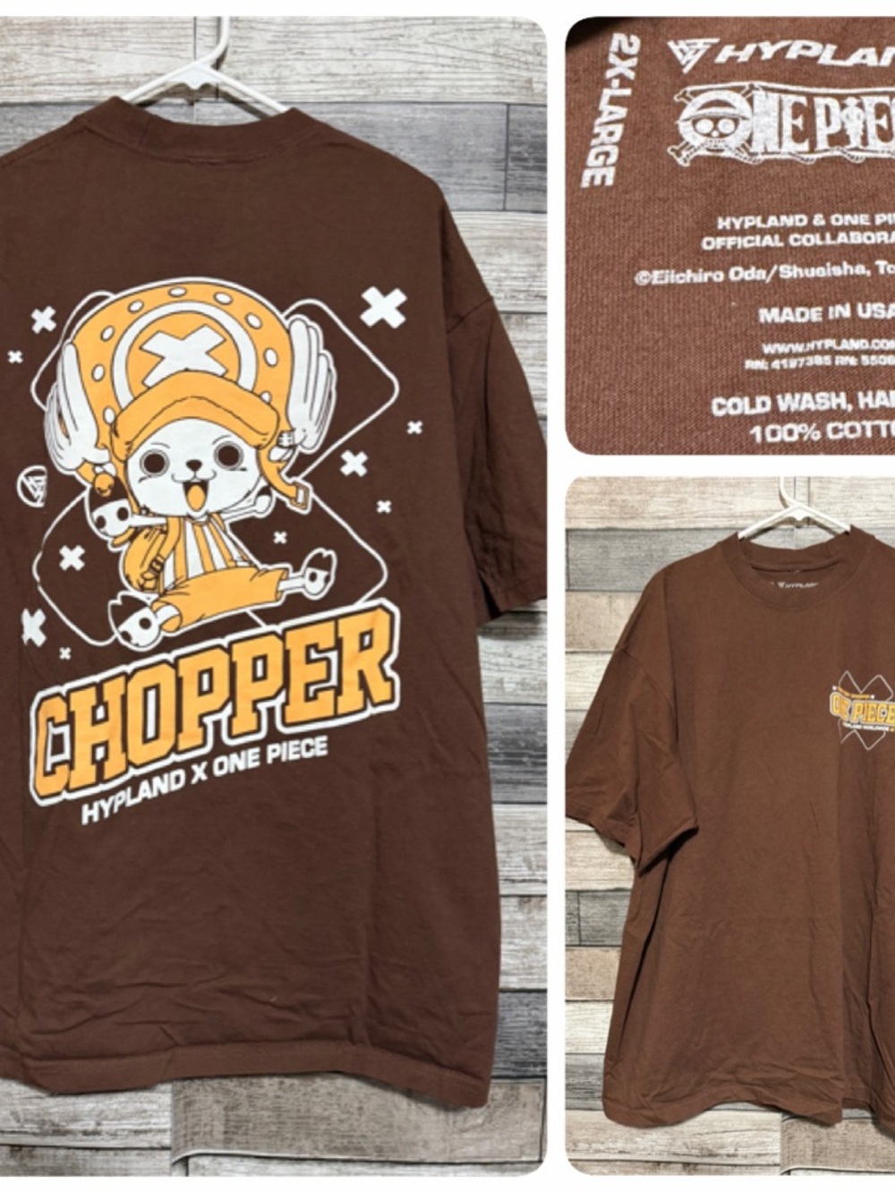 Hypland One Piece T-Shirt Men’s 2XL Brown Graphic Print Chopper USA Made